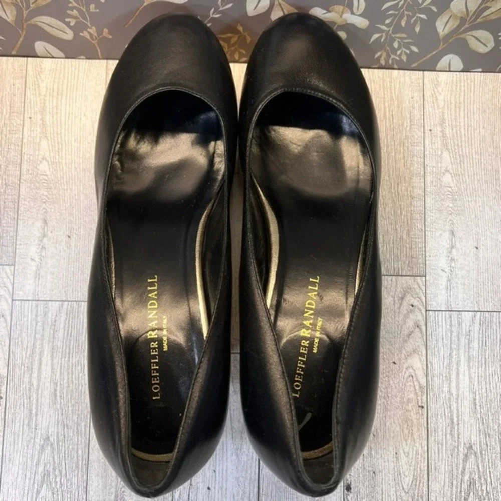 Loeffler Randall Wood‎ Platform Wedge Black Leather Shoes size 9.5 B - Picture 5 of 8